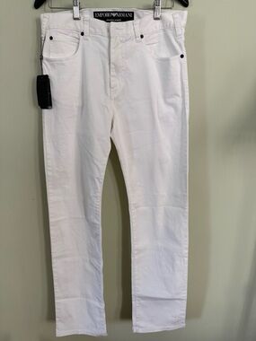 Emporio Armani Men’s White Slim Straight Jeans